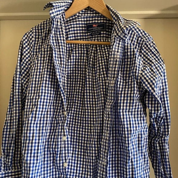 Vineyard Vines Gingham Blue button down 10/12 - Picture 4 of 4